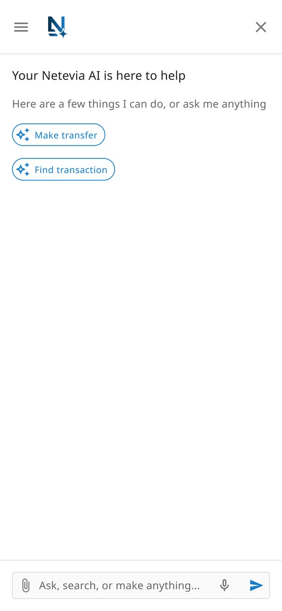 Chat opened: "Your Netevia AI is here to help"
