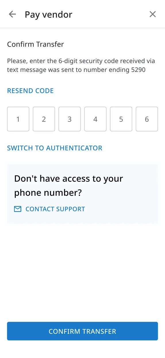 Verification before the transfer runs