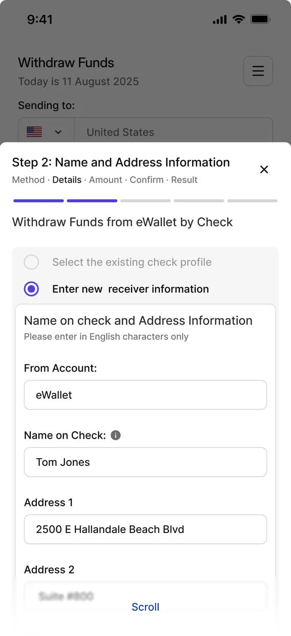 Insta Check withdrawal on mobile
