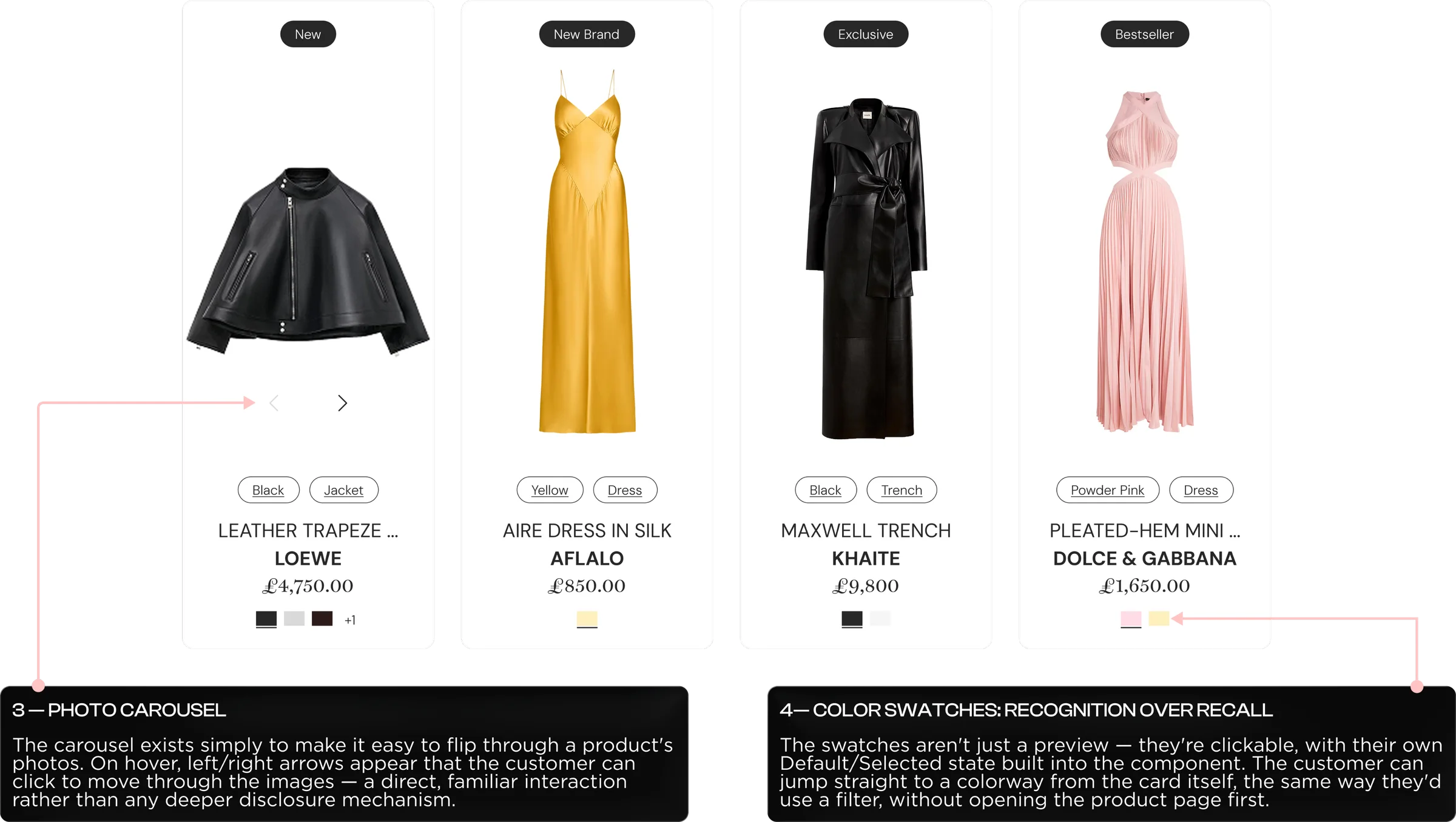 Product card variants across the catalog